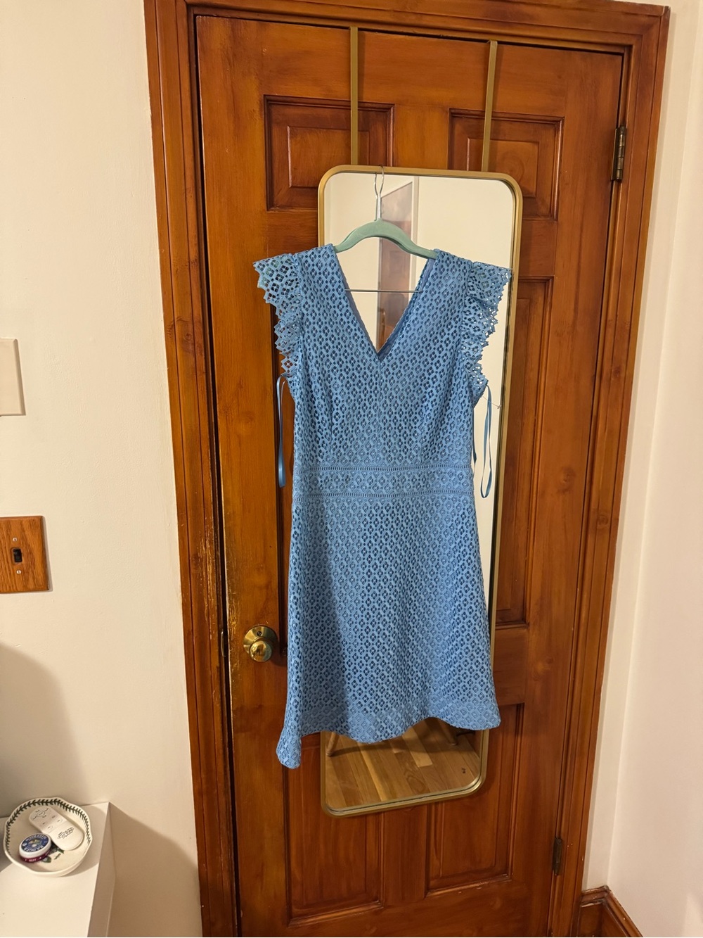 Draper James 8 V-Neck Cap Sleeve Dress in Light Blue
